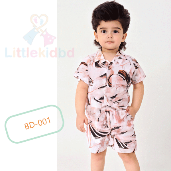 Trendy Multicolor Printed Shirt With Shorts Set For Boys - Image 2